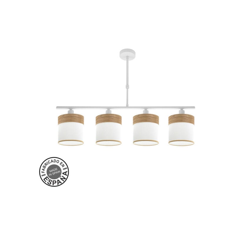 Fabrilamp - Lampe Cloe 4xe14 Blanc/blanc/bois clair Regx75x14 cm