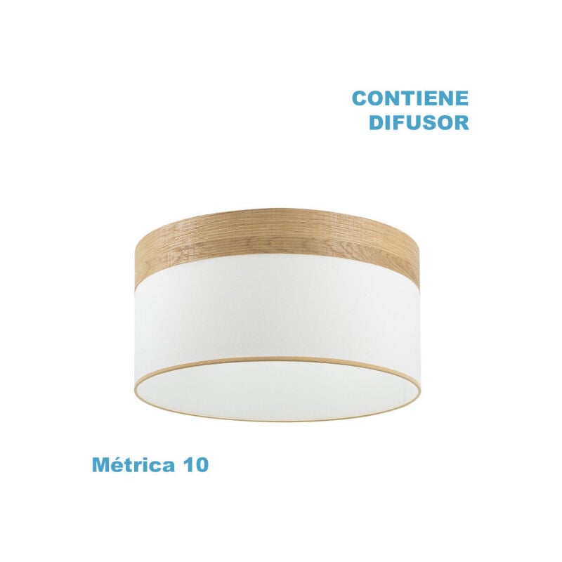 Cloe m10 abat-jour suspendu blanc/bois-blanc 50dx50dx22h diffuseur inclus