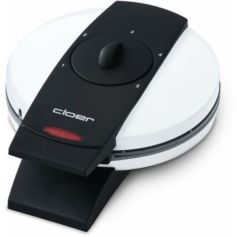 Cloer 261 Piastra per Coni, 800 W, diametro piastra di cottura 14,5 cm, rivestimento antiaderente, grado di doratura selezionabile, corpo in metallo verniciato bianco