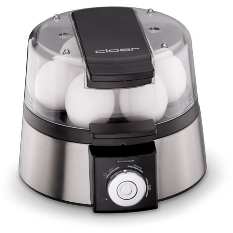 Cloer 6070 - Cuociuova elettronico in acciaio INOX, Nero, Argento