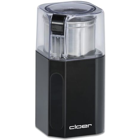 Cloer 7580 Macina Spezie Elettrico, 200 W, per Pesto, Erbe aromatiche, Noci e Grano, Fino a 70 g di Chicchi di caffè, Contenitore Estraibile in Acciaio Inox, Nero, Grams, Plastica Inossidabile
