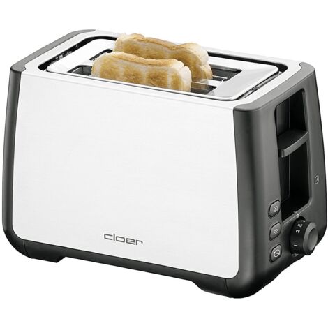 Cloer Toaster 3569 Edelstahl-Schwarz 2-Scheiben-Toaster