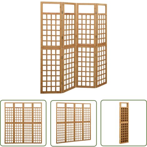 Cloison amovible 4 panneaux en bois de sapin massif 161x180cm – Treillis pour plantes grimpantes – Séparateur de pièce extérieur