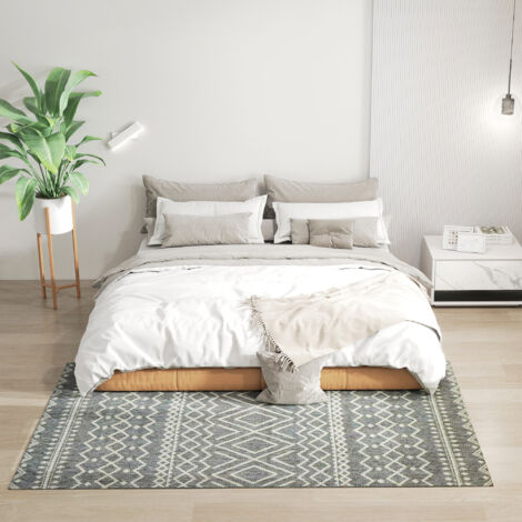 Cloison amovible Tapis d'intérieur/extérieur, style bohème, facile à nettoyer, gris