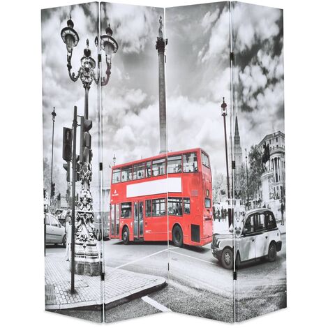 Cloison de séparation 160 x 170 cm Bus londonien Noir et blanc