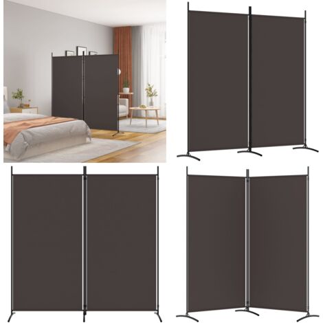Cloison de séparation 2 panneaux Marron 175x180 cm Tissu - Cloison De Séparation - Écran De Confidentialité - Séparateur De Pièce - Rideau De Séparation - Décoration Murale - Home & Living