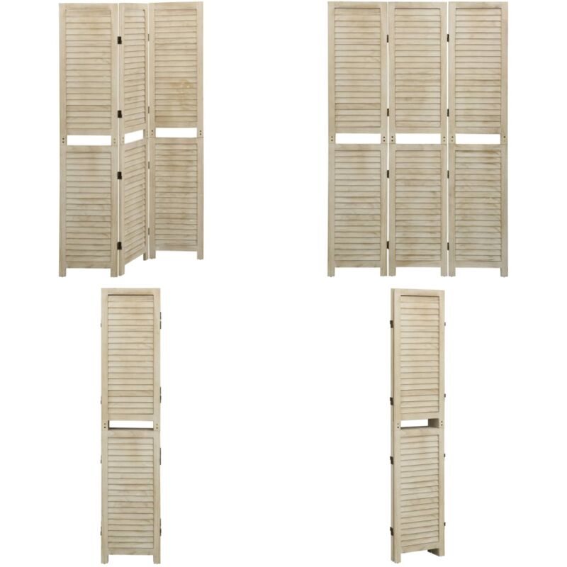 Cloison de séparation 3 panneaux 105x165 cm Bois de Paulownia - Cloison De Séparation - Écran D'intimité - Écran Pliable - Écran En Bois - Meuble