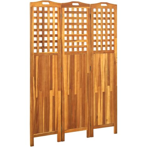 Cloison de séparation 3 panneaux 121x2x170 Bois d'acacia