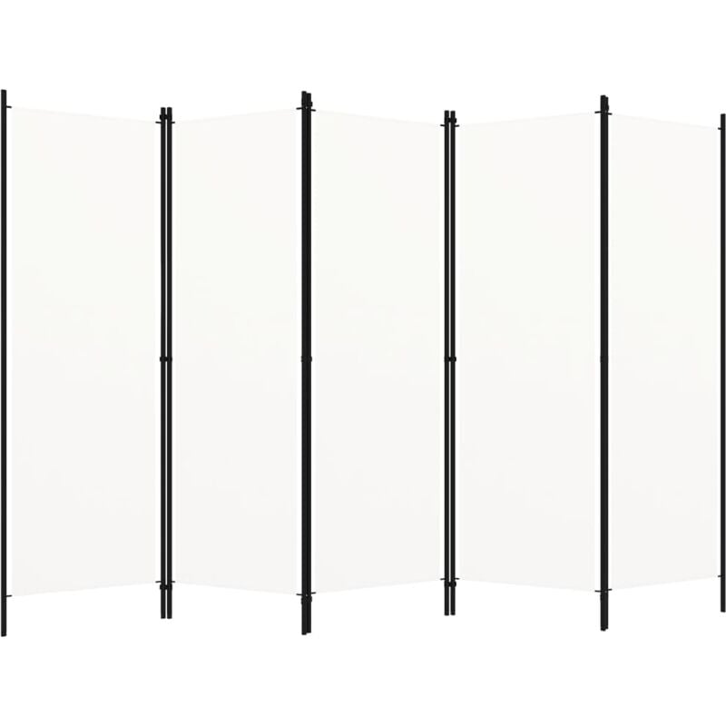 Cloison de séparation 5 panneaux Blanc crème 250x180 cm