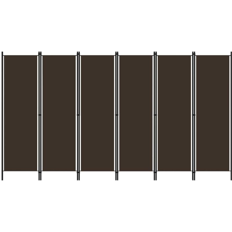 Cloison de séparation 6 panneaux Marron 300x180 cm