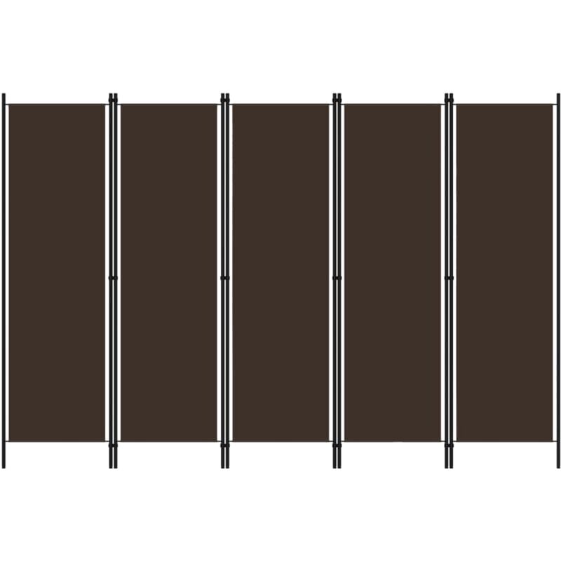 Cloison de séparation 5 panneaux Marron 250x180 cm