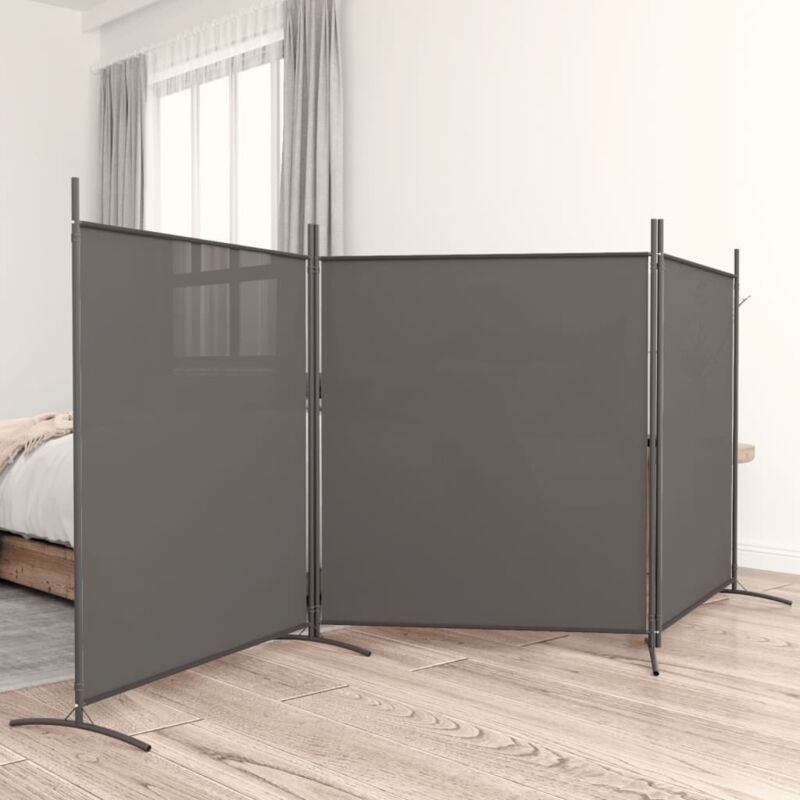 Cloison de séparation 3 panneaux Anthracite 525x180 cm Tissu Vidaxl