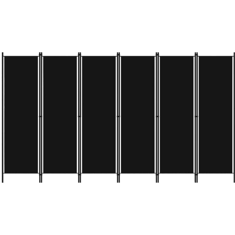 Cloison de séparation 6 panneaux Noir 300x180 cm Vidaxl
