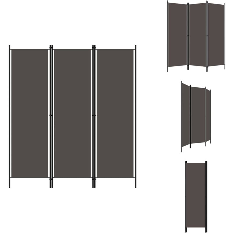 Cloison de séparation 3 panneaux Anthracite 150x180 cm - Cloison De Séparation - Paravent - Séparateur De Pièce - Intimité - Décoratif