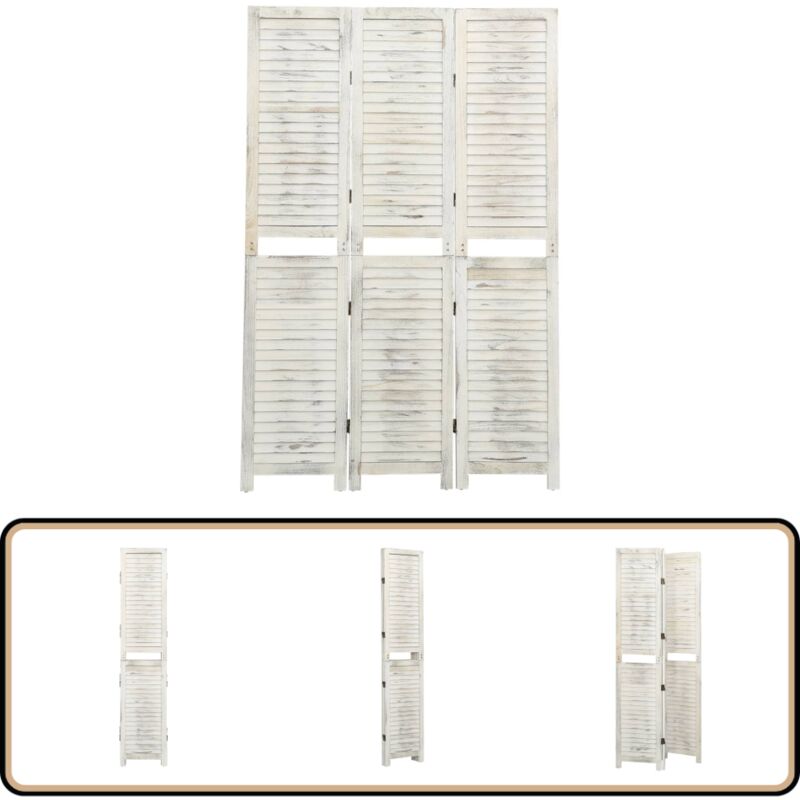 Cloison de séparation 3 panneaux Blanc antique 105x165 cm Bois - Cloison De Séparation - Écran Pliable - Écran D'intimité - Cloison Amovible