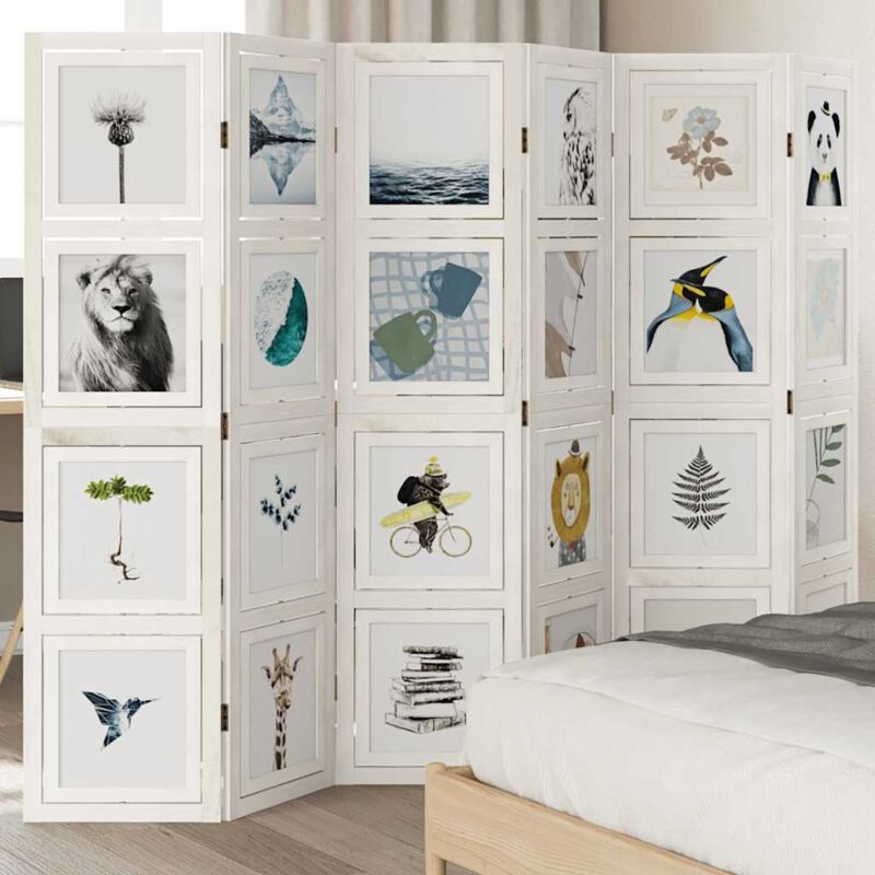 Cloison de séparation 6 panneaux blanc bois de paulownia massif - Vidaxl