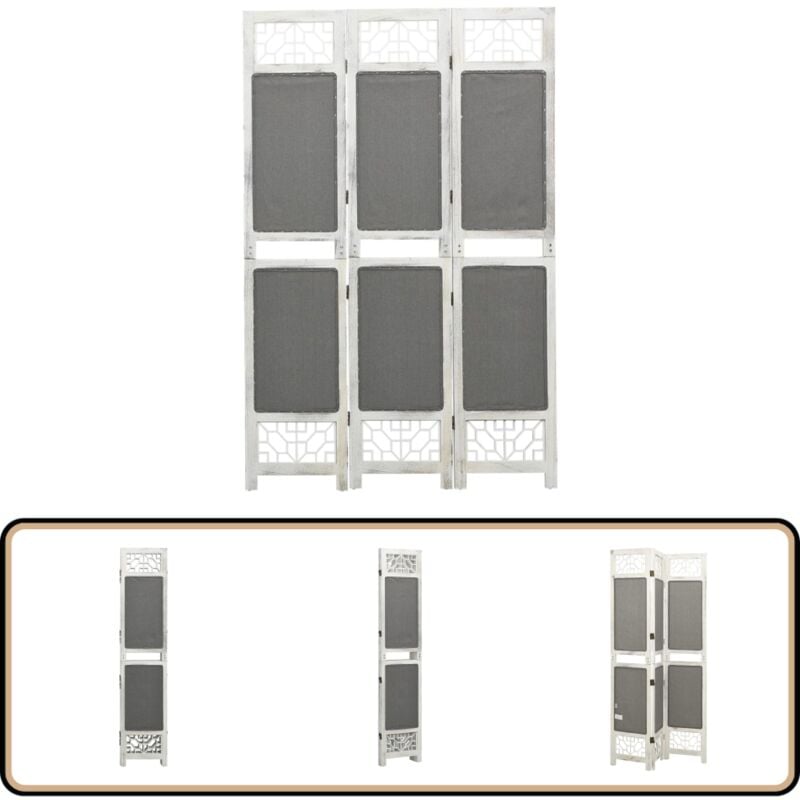 Cloison de séparation 3 panneaux Gris 105x165 cm Tissu - Cloison De Séparation - Brise Vue - Paravent - Cloison Amovible - Décoration Intérieur