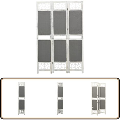 Cloison de séparation 3 panneaux Gris 105x165 cm Tissu - Cloison De Séparation - Brise Vue - Paravent - Cloison Amovible - Décoration Intérieur
