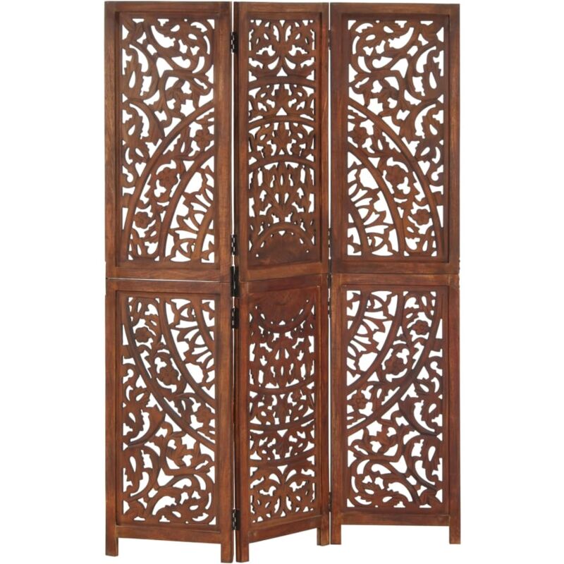 Cloison de séparation 3 panneaux Marron 120x165cm Bois manguier Vidaxl