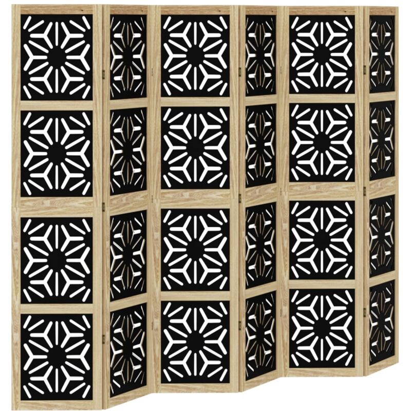 Vidaxl - Cloison de séparation 6 panneaux marron noir paulownia massif