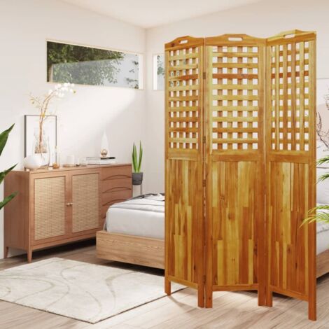 Cloison de séparation 3 panneaux - Paravent Séparation de pièces - Brise Vue 121,5x2x180 cm Bois d'acacia Chic-943257