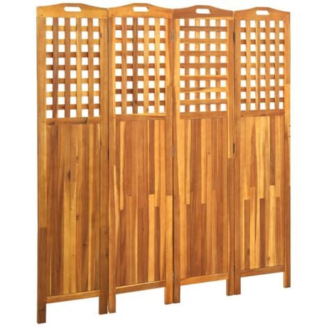 Cloison de séparation 4 panneaux 161x2x170 cm Bois d'acacia vidaXL