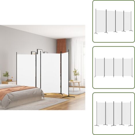 Cloison de séparation 4 panneaux Blanc 346x180 cm Tissu - Cloison De Séparation - Écran De Confidentialité - Séparateur De Pièce - Rideau Partition - Mur D'intimité