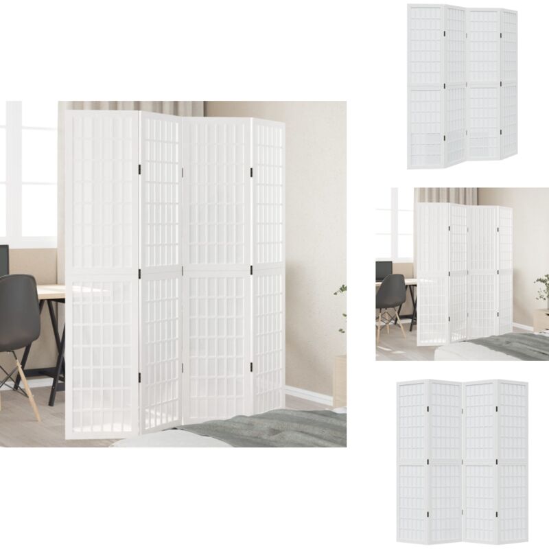 Cloison de séparation 4 panneaux blanc bois de paulownia massif - Séparateur De Pièce - Séparateurs De Pièce - Écran D'intimité - Écran De Séparation