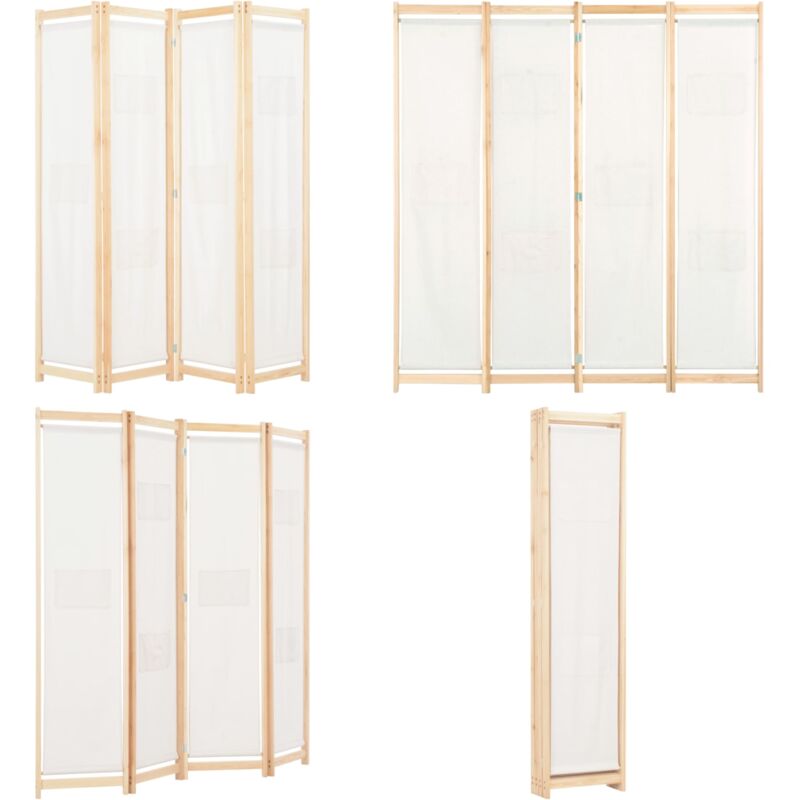Cloison de séparation 4 panneaux Crème 160x170x4 cm Tissu - Cloison De Séparation - Pare-vue - Cloison Pliable - Cloison Décorative - Séparation