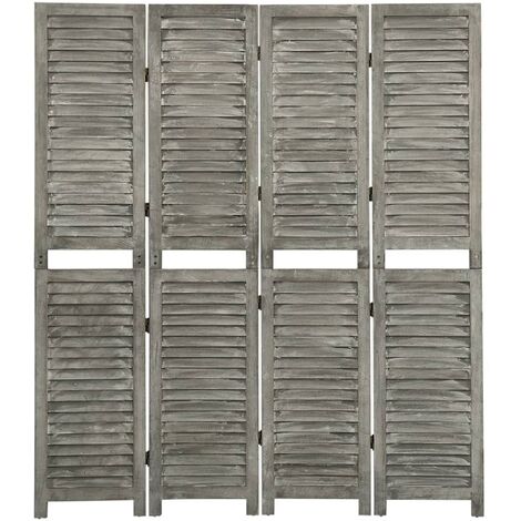 Cloison de séparation 4 panneaux Gris 143x166 cm Bois solide vidaXL