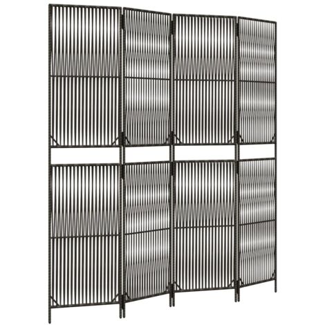 Cloison de séparation 4 panneaux gris résine tressée