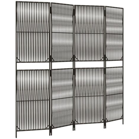 Cloison de séparation 4 panneaux gris résine tressée
