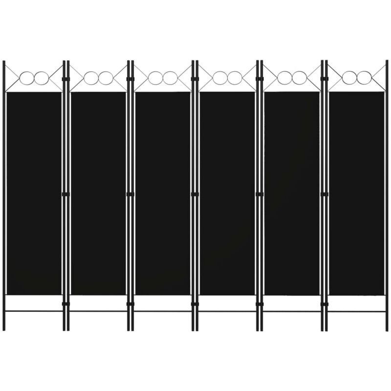 Cloison de séparation 6 panneaux Noir 240x180 cm