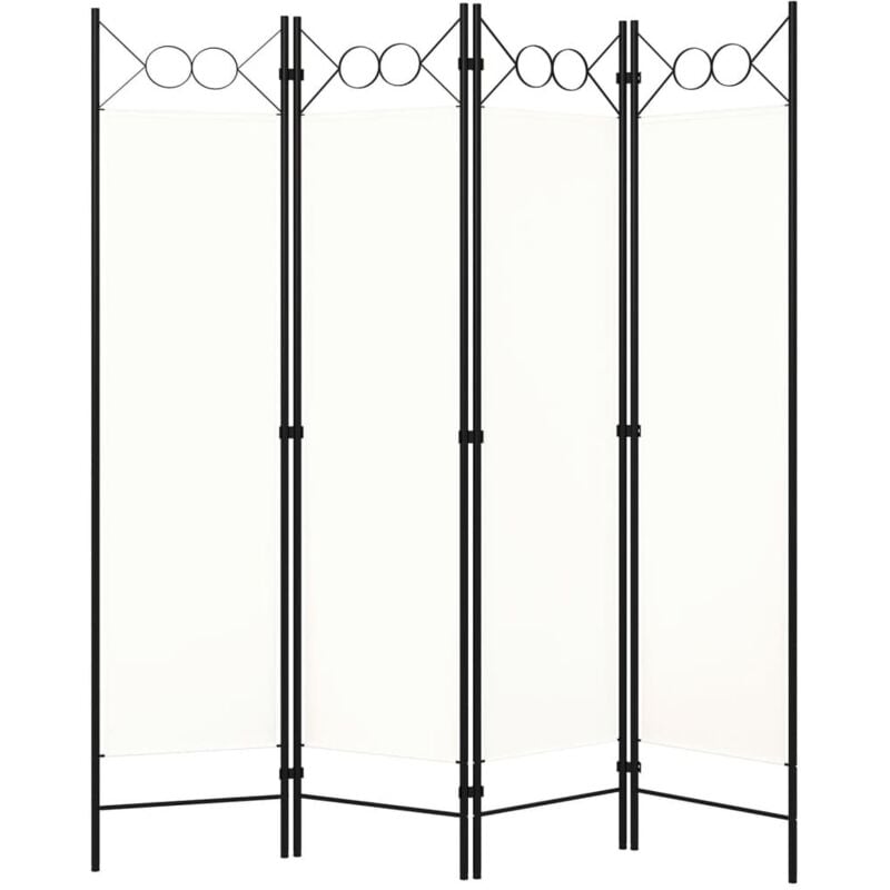 Cloison de séparation 4 panneaux Blanc crème 160x180 cm