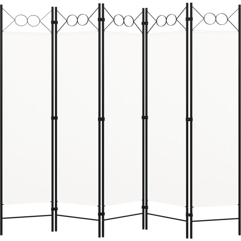 Cloison de séparation 5 panneaux Blanc 200x180 cm Vidaxl