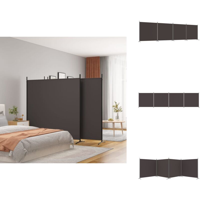 Cloison de séparation 4 panneaux Marron 698x180 cm Tissu - Cloison De Séparation - Écran De Confidentialité - Séparateur De Pièce - Rideau De