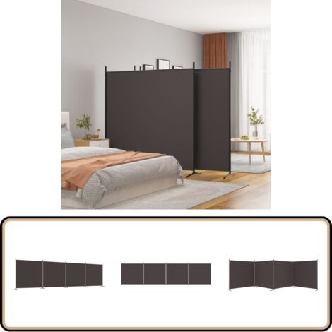 Cloison de séparation 4 panneaux Marron 698x180 cm Tissu - Cloison De Séparation - Écran De Confidentialité - Séparateur De Pièce - Rideau De Séparation - Décoration D'intérieur