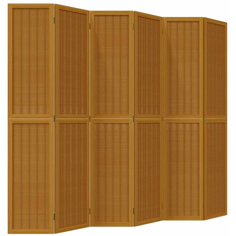 Vidaxl - Cloison de séparation 6 panneaux marron bois paulownia massif
