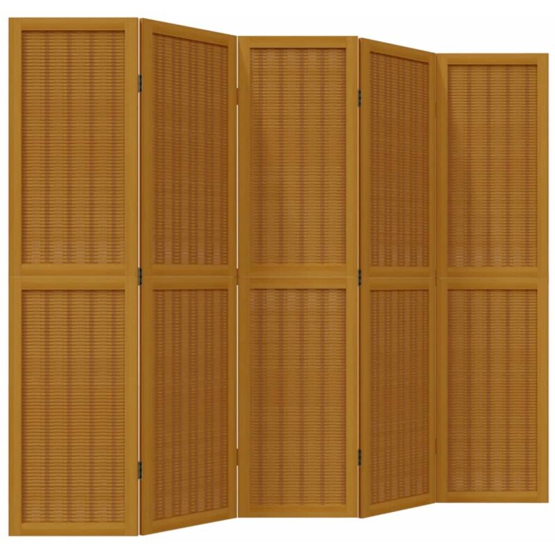 Vidaxl - Cloison de séparation 5 panneaux marron bois paulownia massif