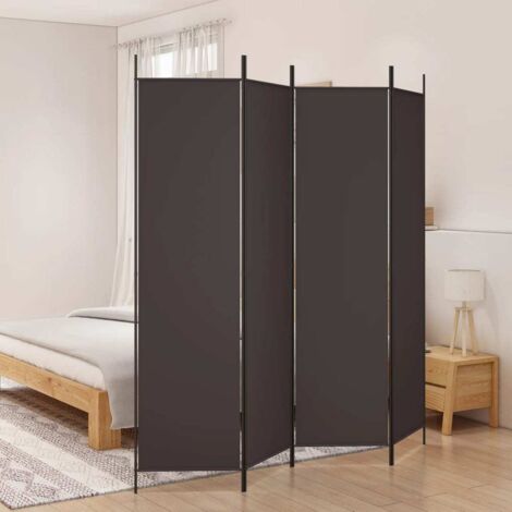 Cloison de séparation 4 panneaux-Paravent-Séparateur de pièce Marron 200x200 cm Tissu