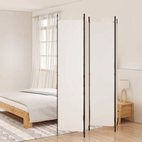 Cloison de séparation 4 panneaux - Paravent Séparation de pièces - Brise Vue Blanc 200x220 cm Tissu Chic-269895