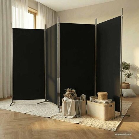Cloison de séparation 4 panneaux - Paravent Séparation de pièces - Brise Vue Noir 346x180 cm Tissu Chic-683099