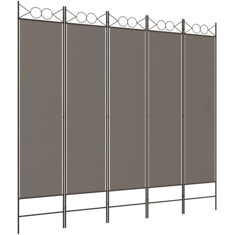 Cloison de séparation 5 panneaux Anthracite 200x200 cm Tissu CFW934383