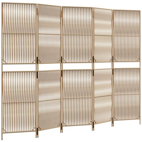 Cloison de séparation 5 panneaux beige résine tressée