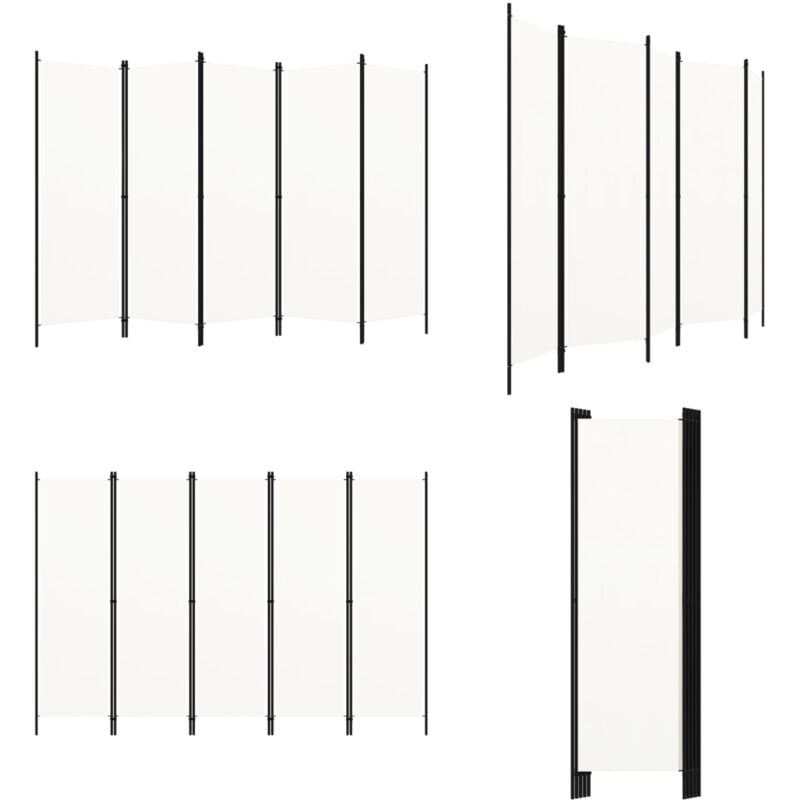 Cloison de séparation 5 panneaux Blanc 250x180 cm - Cloison De Séparation - Paravent - Séparateur De Pièce - Intimite - Decoration - Home & Living