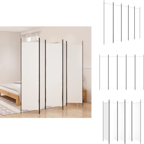 Cloison de séparation 5 panneaux Blanc 250x200 cm Tissu - Cloison De Séparation - Écran De Confidentialité - Séparateur De Pièce - Mur D'intimité - Décoration Murale