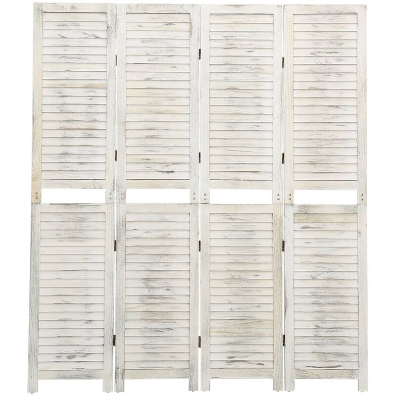 Cloison de séparation 4 panneaux Blanc antique 140x165 cm Bois Vidaxl