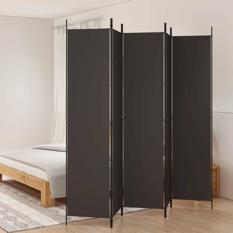 Cloison de séparation 5 panneaux Marron 250x220 Tissu