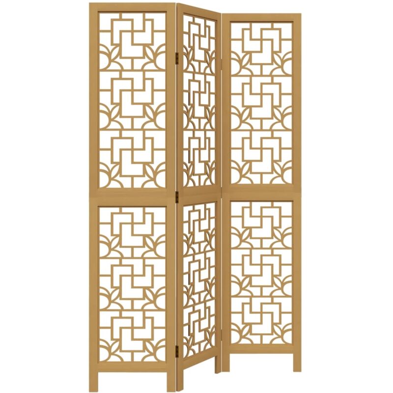 Cloison de séparation 3 panneaux marron bois paulownia massif Vidaxl