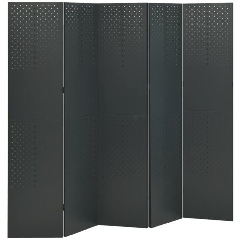 Cloison de séparation 5 panneaux  Paravent Pour Jardin, Balcon, Terrasse Anthracite 200x180 cm Acier 47889